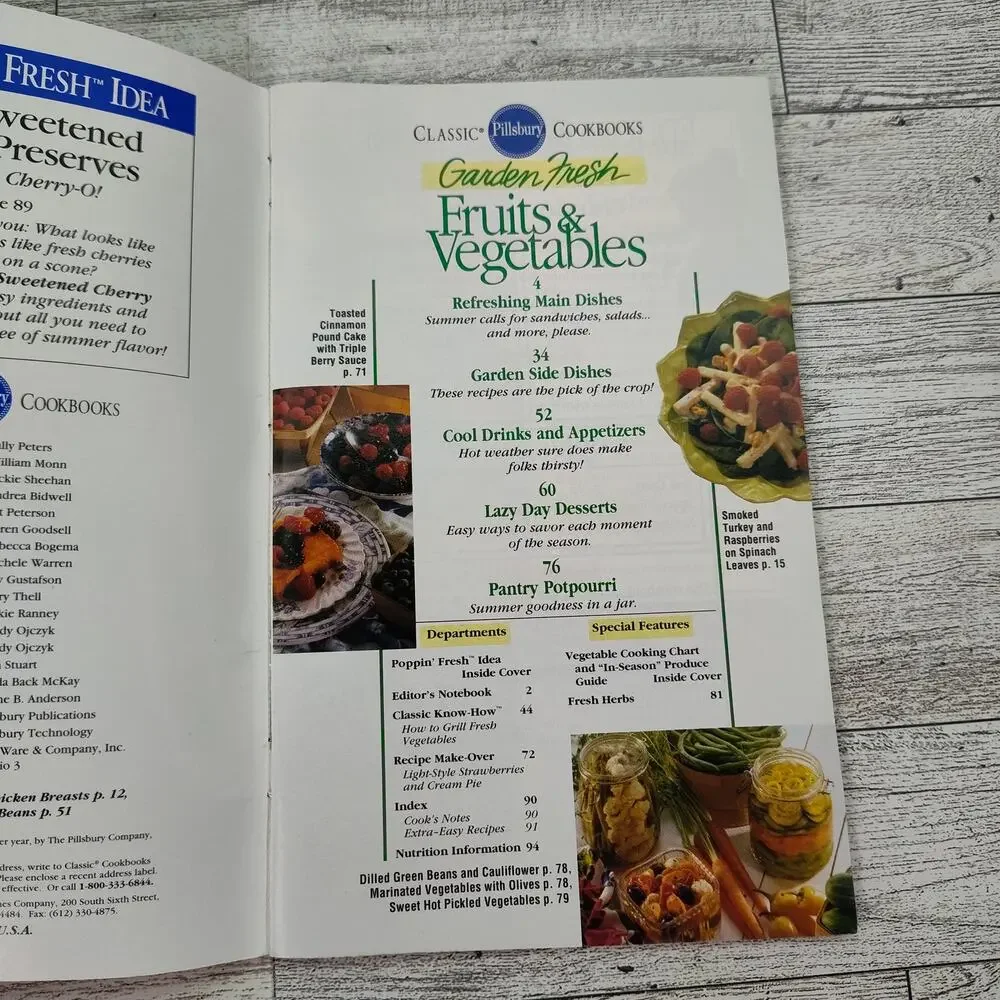 Pillsbury Garden‎ Fresh Fruit and Vegetables Cookbook Booklet 1995 Retro Vintage